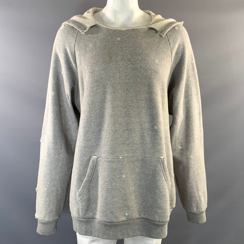 ENFANTS RICHES DEPRIMES ERD XL Grey Patch Cotton Hooded Sweatshirt