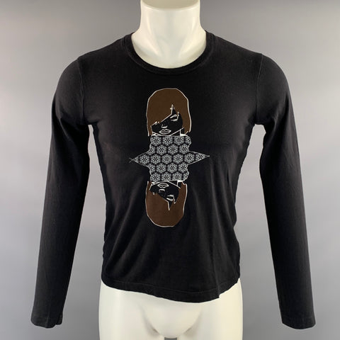PRADA AW 2006/07 Size XS Black Brown Graphic Crew Neck Pullover
