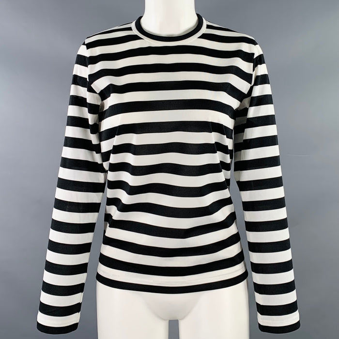 COMME des GARCONS Size M Black White Stripe Crew Neck Casual Top