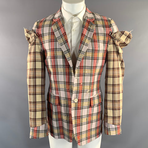 COMME des GARCONS SS2014Chest Size M White Red & Yellow Plaid Notch Lapel Sport Coat