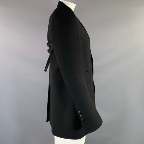 RICK OWENS S/S2020 Size 42 Black Wool & Viscose Blend Peak Lapel Jacket