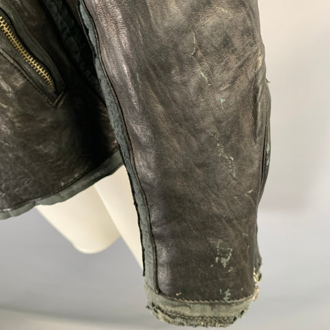 MIHARAYASUHIRO Size M Black Distressed Leather Zip Up Jacket