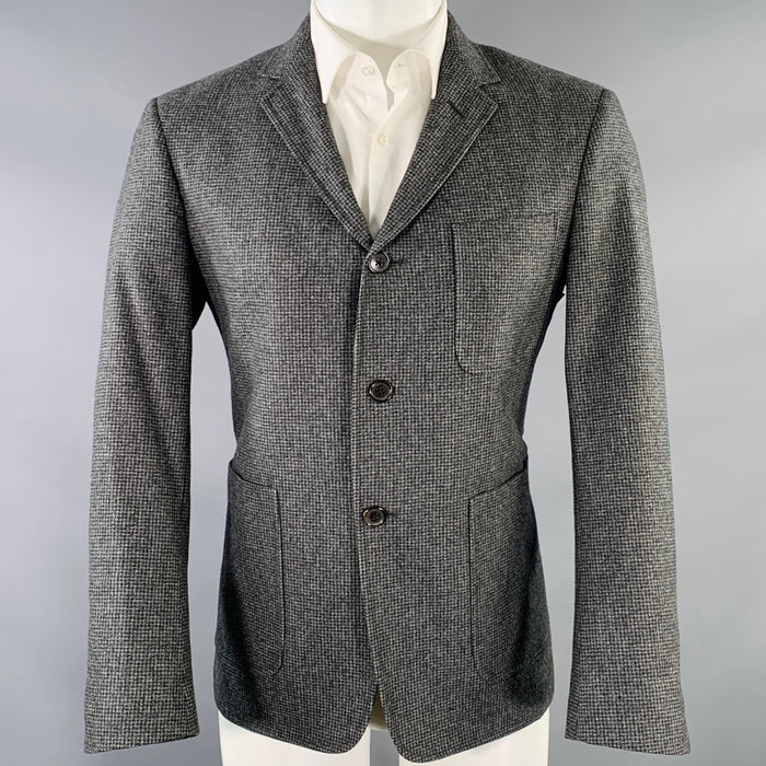 BLACK FLEECE Size 40 Grey Charcoal Grid Wool Notch Lapel Sport Coat