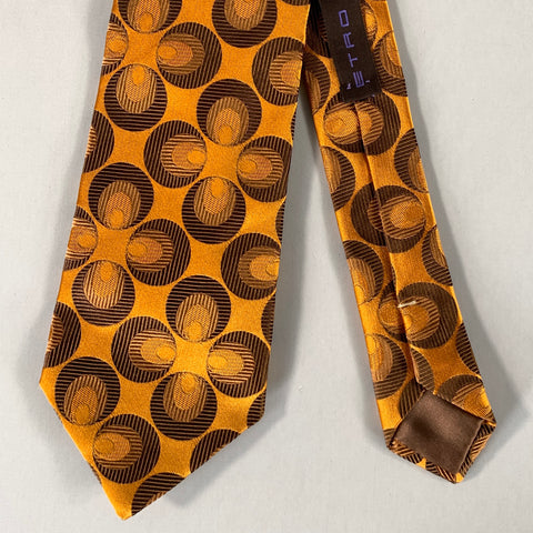 ETRO Orange Brown Circles Silk Tie