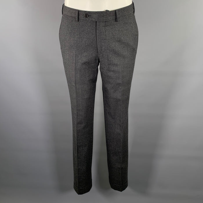 ERMENEGILDO ZEGNA Size 32 Charcoal Heather Wool Slim Fit Dress Pants
