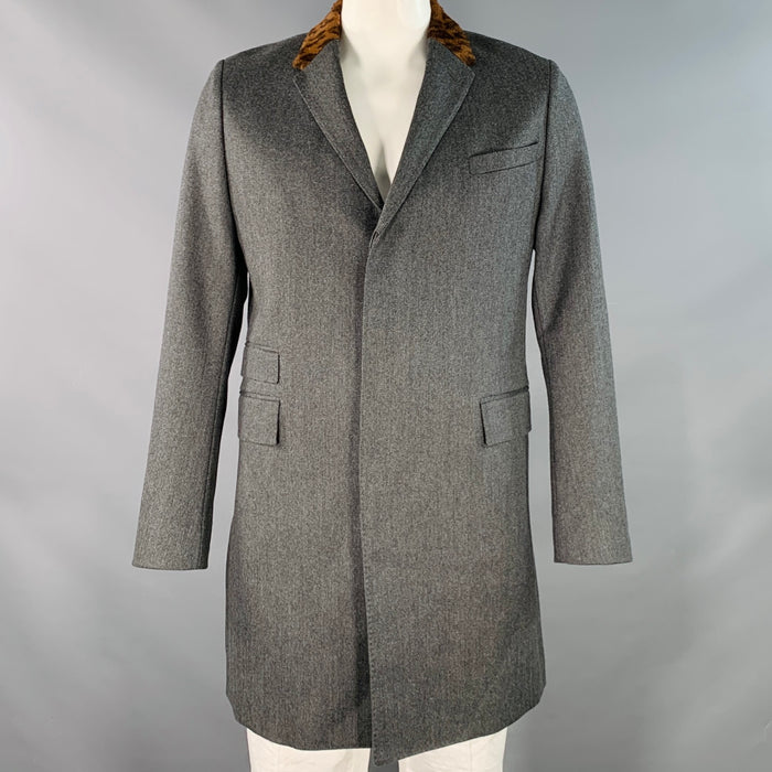 PS by PAUL SMITH Gents Overcoat Size XXL Grey Black Nailhead Wool Contrast Collar Coat