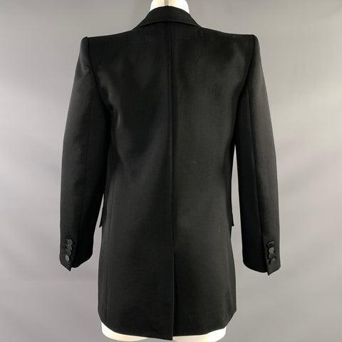 SAINT LAURENT Size 4 Black Wool 718636 Y7E63 1000 Jacket Blazer