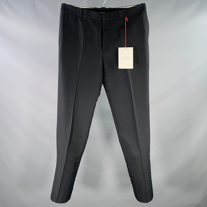 ALEXANDER MCQUEEN Size 38 Black Viscose Tapered Zip Fly Dress Pants