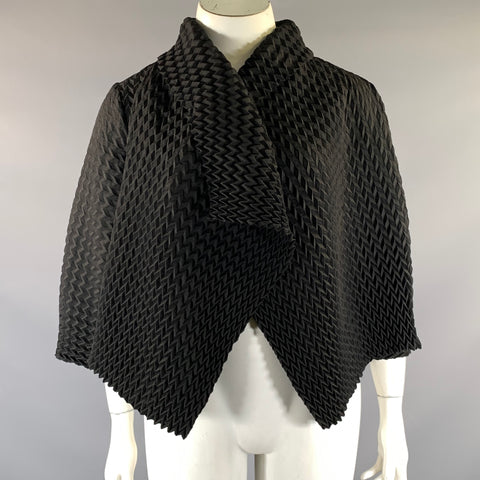 VANITE COUTURE Size M Black Polyester Spandex Pleated Cardigan
