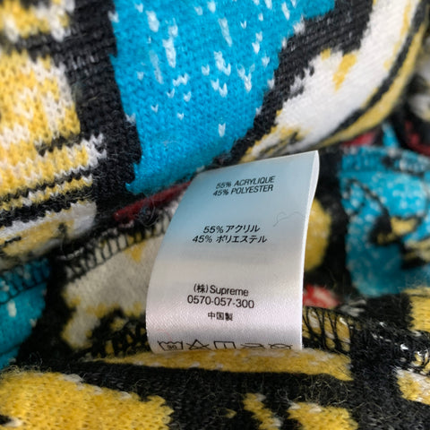 SUPREME SS2021 Size M Black Multi Color Abstrack floral Acrylic & Polyester Sherpa Coat