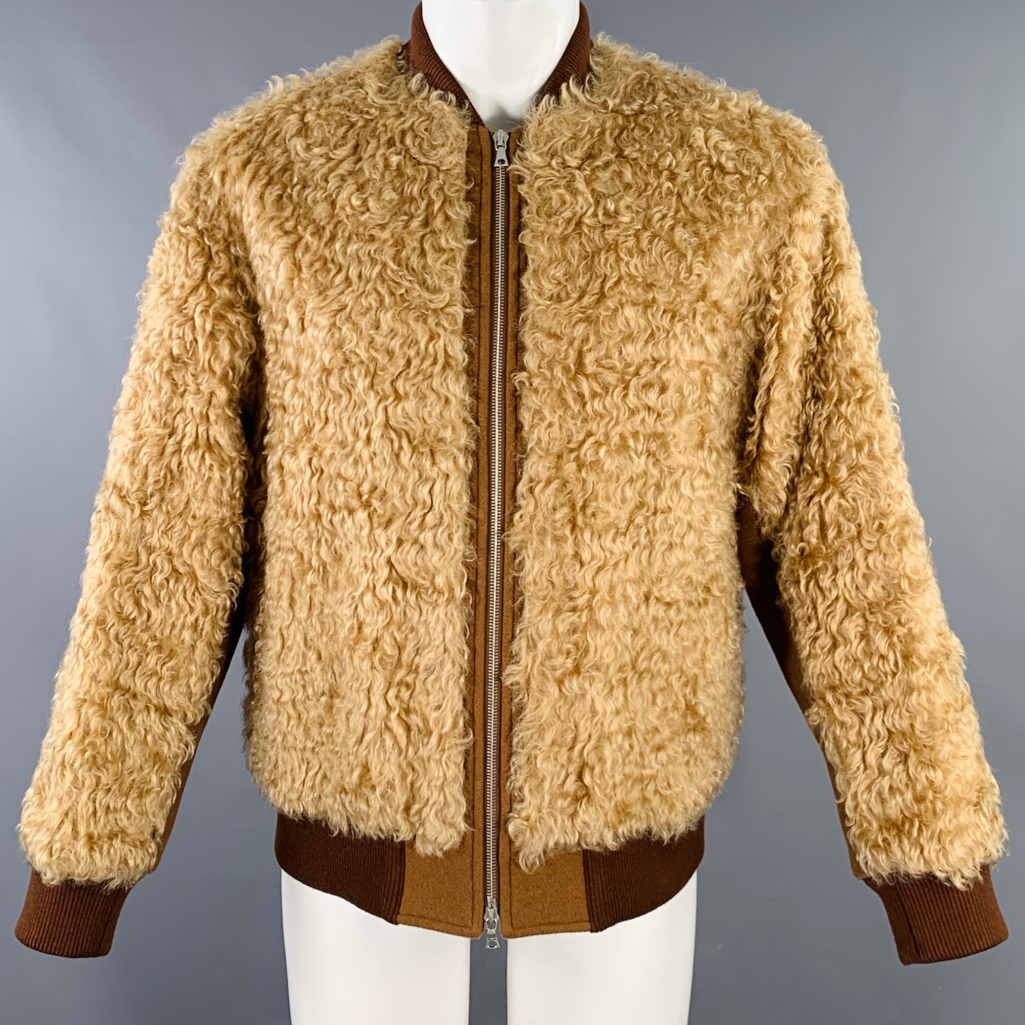 【DRIES VAN NOTEN】FAUX FUR BOMBER JACKET Buy Dries Van Noten Faux Fur Collar Wool Bomber Jacket 'Navy