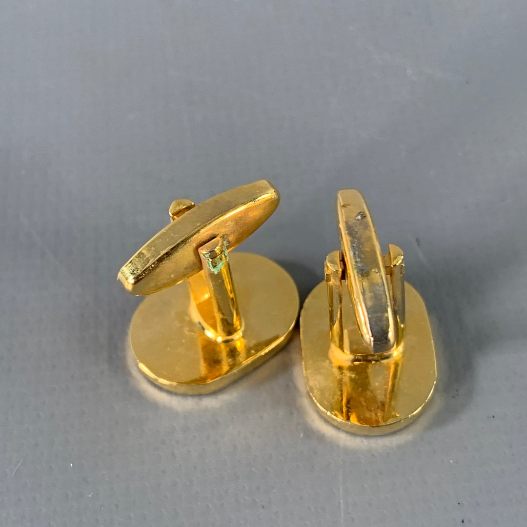 MARIO VALENTINO Vintage Purple Gold Tone Signature Metal Cuff Links