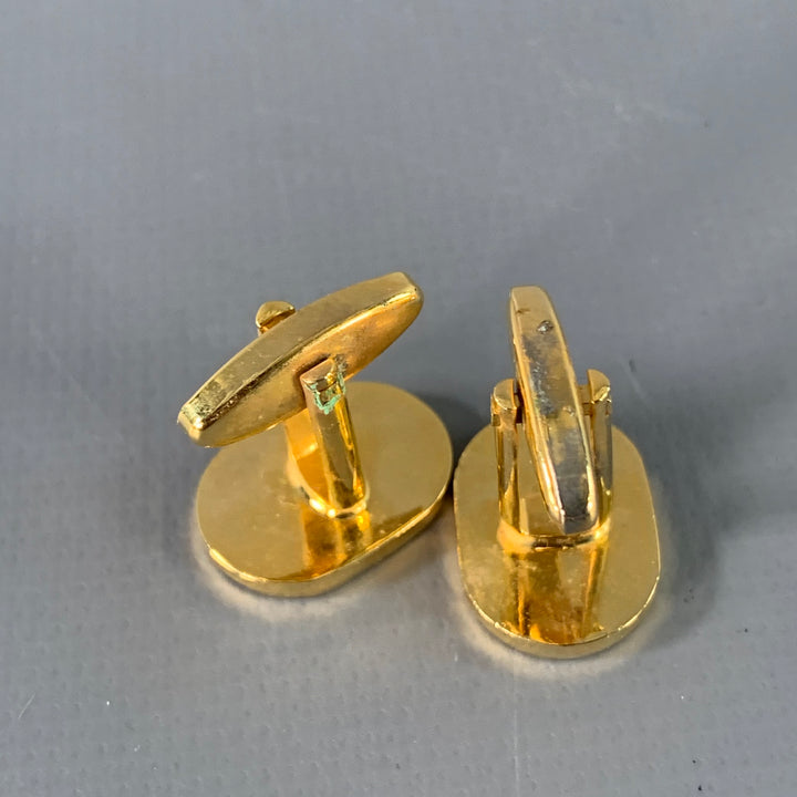 MARIO VALENTINO Vintage Purple Gold Tone Signature Metal Cuff Links