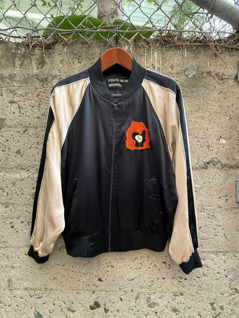 ENFANTS RICHES DEPRIMES ERD FW2016 Size M Black Gold Silk Zip Up Jacket