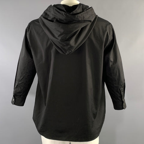 COMME des GARCONS AW2025 Size L Black PQ-B019 Cotton Hooded Long Sleeve Shirt