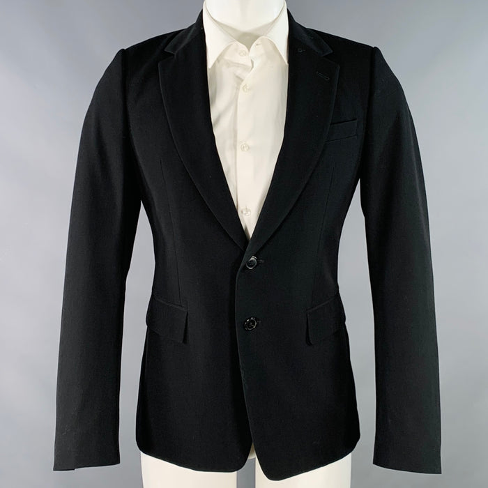 DRIES VAN NOTEN Size 36 Black Polyester Wool Single Breasted Notch Lapel Sport Coat