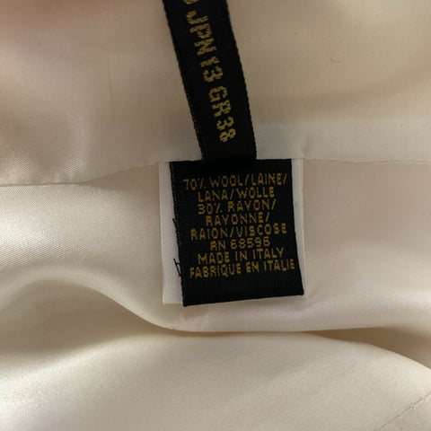 DONNA KARAN Size 8 Cream Wool & Rayon Notch Lapel Jacket Blazer
