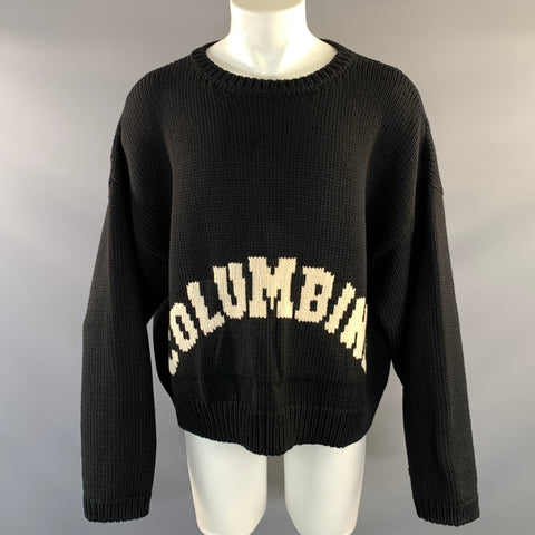 ENFANTS RICHES DEPRIMES SS2018 M Black White Knitted Cashmere Crew Neck Sweater