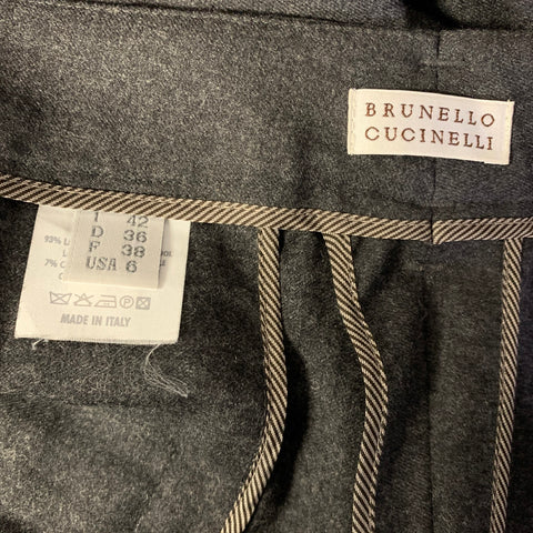 BRUNELLO CUCINELLI Size 6 Grey Wool & Cashmere Straight leg Dress Pants