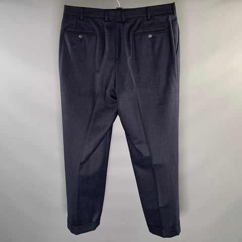 SAMUELSOHN Size 38 Navy Wool Flat Front Dress Pants