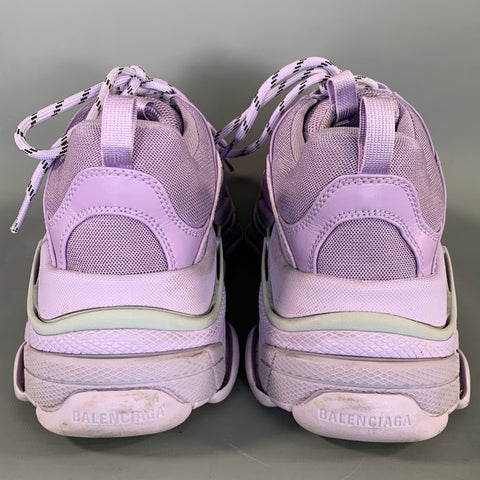 BALENCIAGA Size 9 Purple Leather Lace Up Sneakers