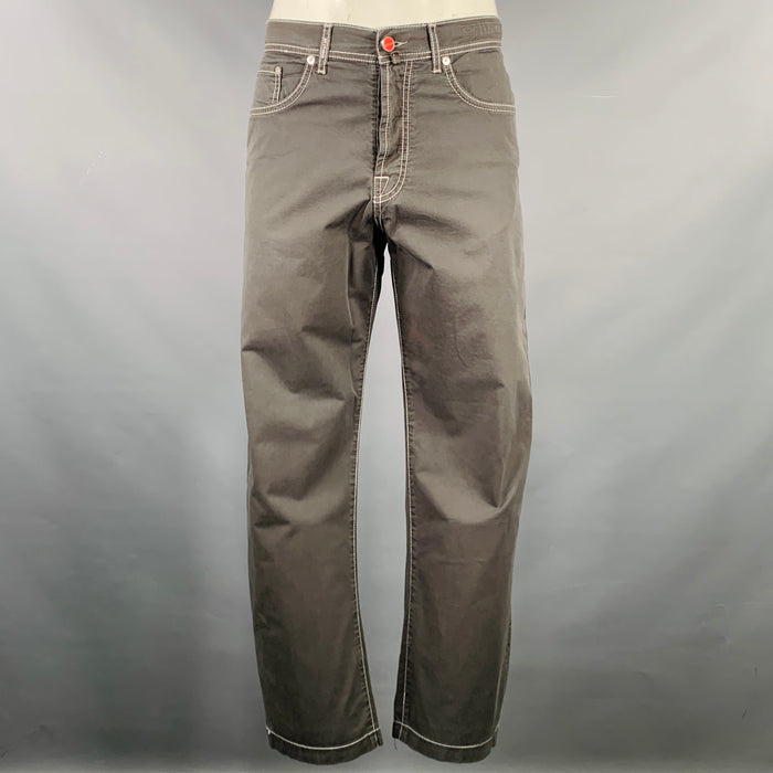 KITON Size 36 Green Contrast Stitch Cotton Blend Jean Cut Casual Pants