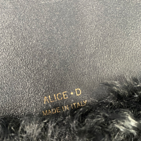 ALICE D MILANO Black Shearling Leather Clutch Bag