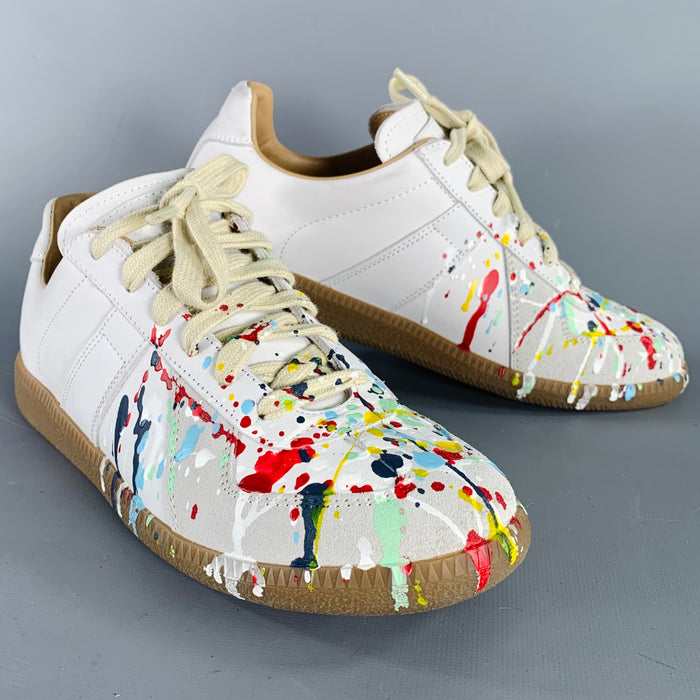 MAISON MARGIELA Size 7.5 White Multi Color Leather Sneakers