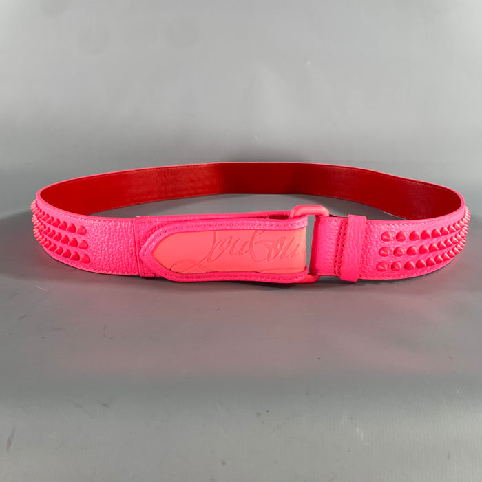 CHRISTIAN LOUBOUTIN Size 38 Pink Red Studded Leather Belt