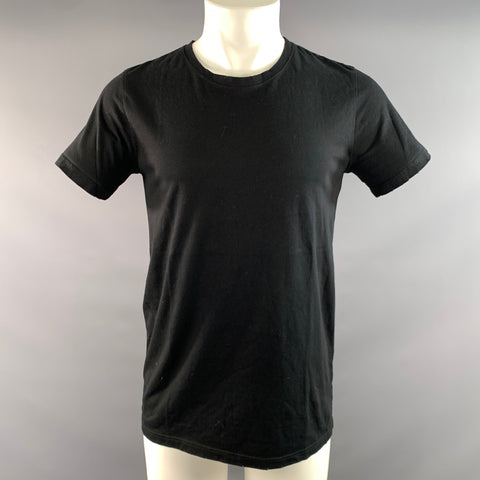 BALMAIN Size M Black Solid Cotton Distressed T shirt