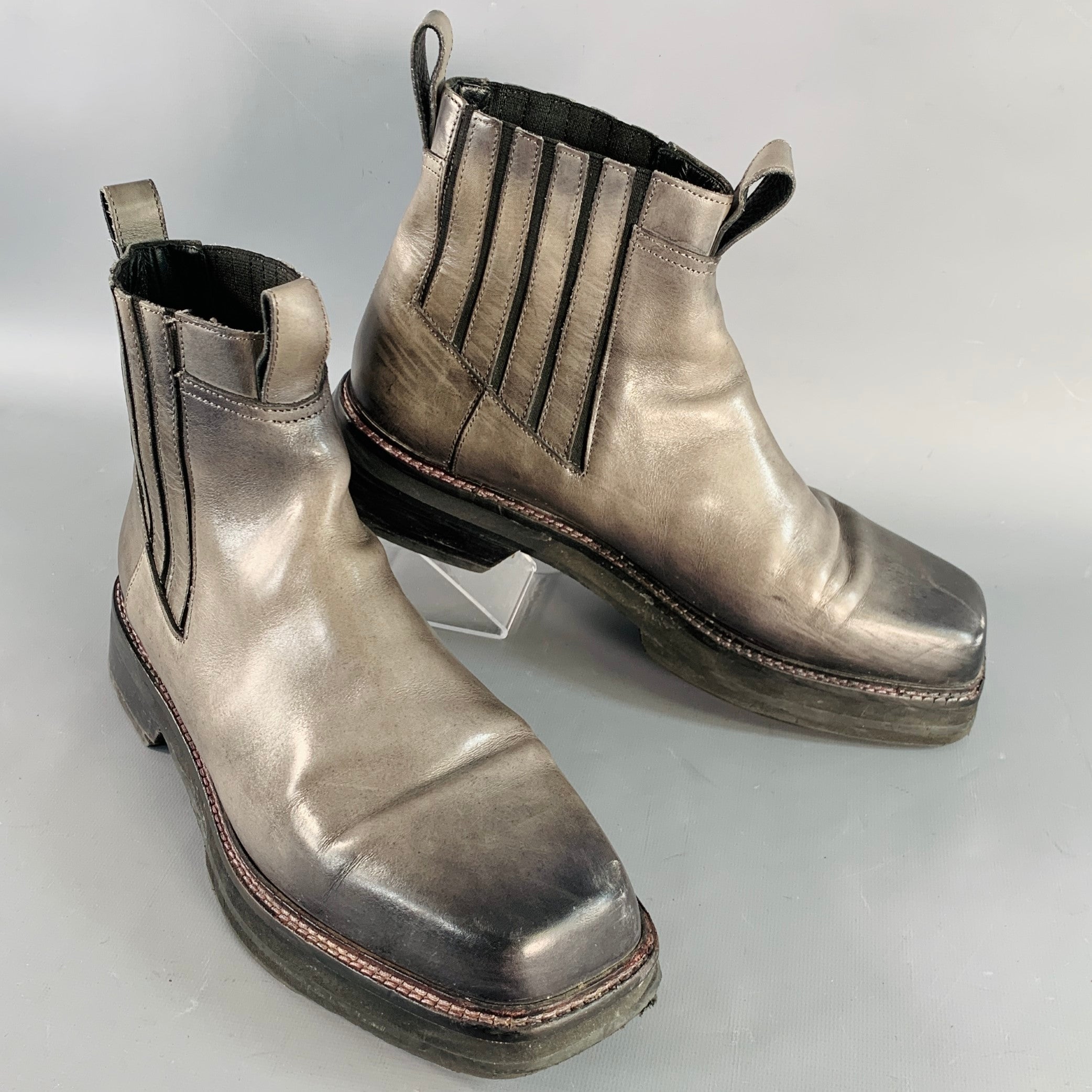 NOMENKLATURA Size 11 Pilgrim Grey Leather Rubber Sole  display picture 1