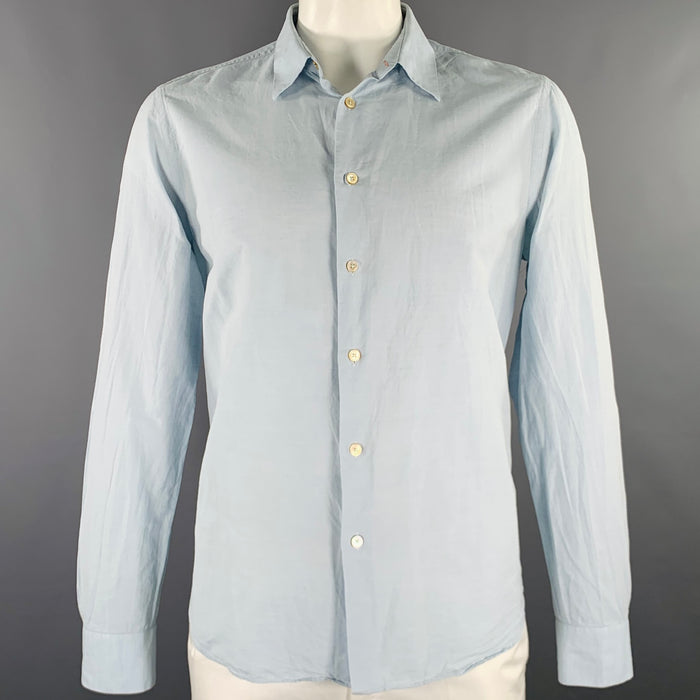 PAUL SMITH Size XL Light Blue Cotton Spread Collar Long Sleeve Shirt