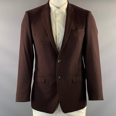 CALVIN KLEIN Chest Size 40 Brown Wool Blend Notch Lapel Sport Coat