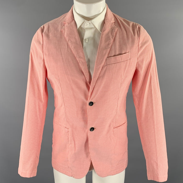 ARMANI COLLEZIONI Size 38 Red White Grid Cotton Blend Sport Coat