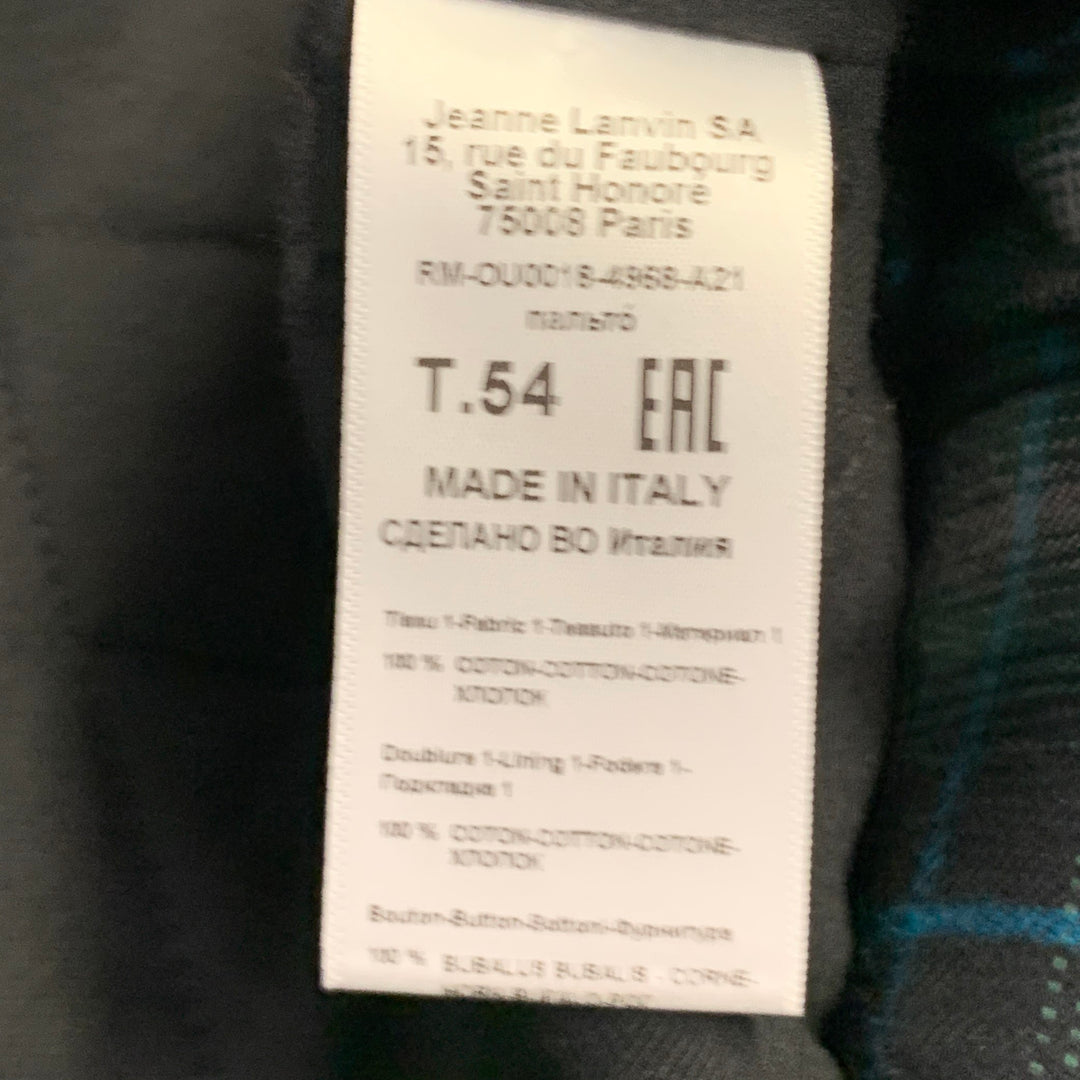 LANVIN Size XL Green Black White Plaid Cotton Oversized Shirt Jacket