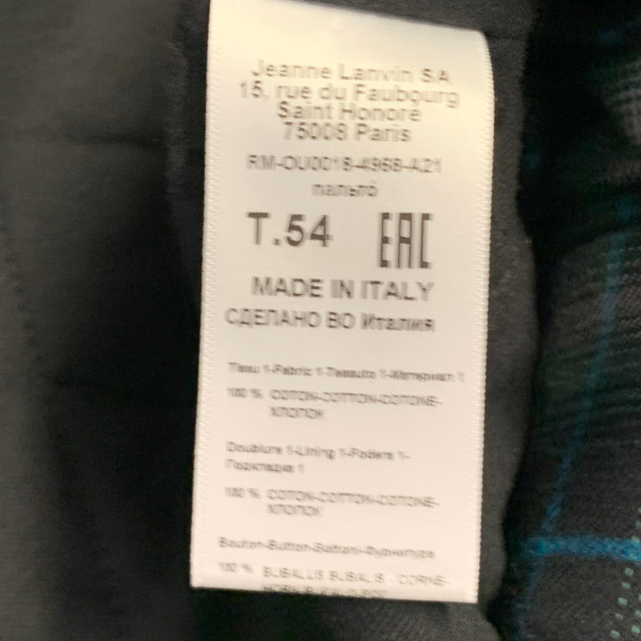 LANVIN Size XL Green Black White Plaid Cotton Oversized Shirt Jacket