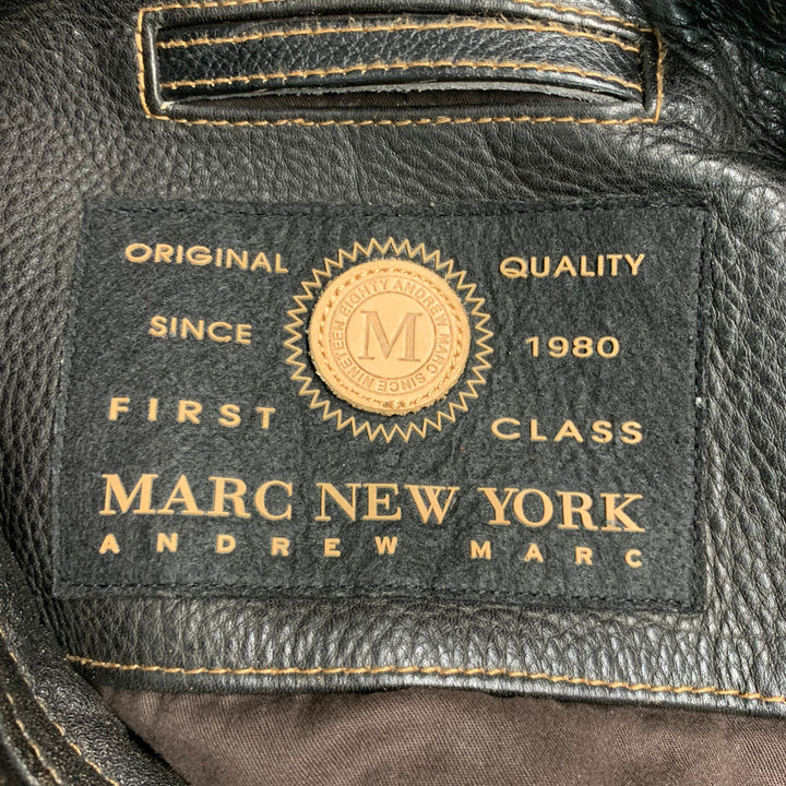 ANDREW MARC Size M Brown Distressed Leather Zip Up Jacket