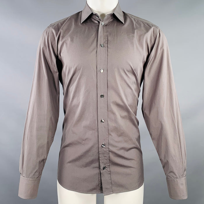 DOLCE & GABBANA LUXURY Size S Grey Charcoal Spread Collar Long Sleeve Shirt