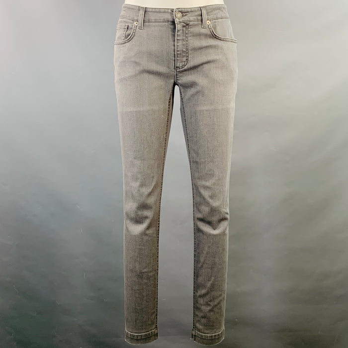 DOLCE & GABBANA Size 4 Kate Grey Denim Twill Tapered Zip Fly Jeans