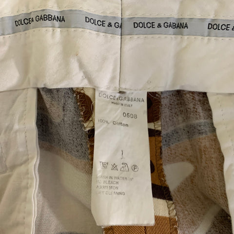 DOLCE & GABBANA Size 38 White Brown Camo Cotton Straight leg Casual Pants