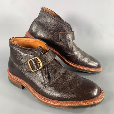 ALDEN Size 8 Brown D9704C Pebble Grain Leather Chelsea Boots
