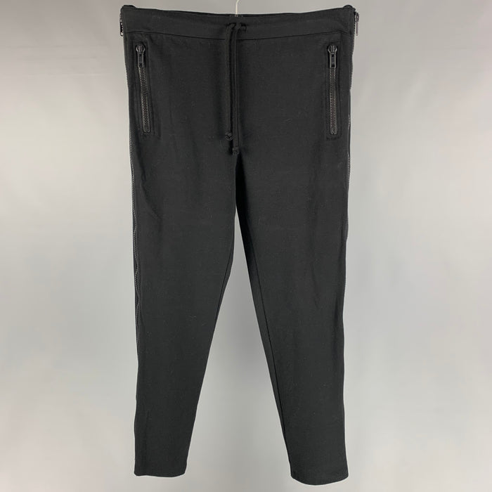 DRIES VAN NOTEN Size L Black & White Cotton / Polyester Sweatpants