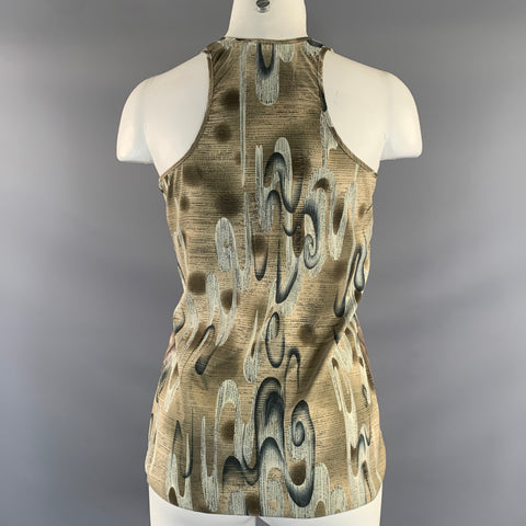 MARNI Size S Brown White Cotton Tie Dye Tank Casual Top