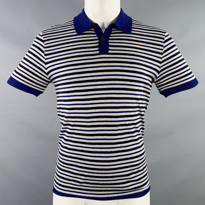 JIL SANDER Size S Grey Purple Black Stripe Contrast Trim Polo