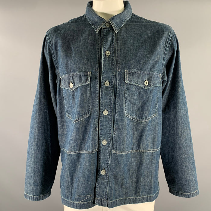 RRL by RALPH LAUREN Size XL Navy Indigo Cotton Overshirt