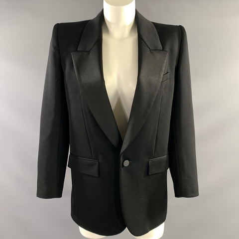 SAINT LAURENT Size 4 Black Wool 718636 Y7E63 1000 Jacket Blazer