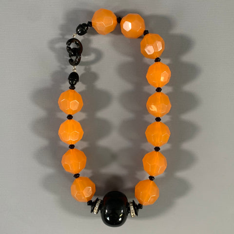 NO BRAND Orange Black Plastic Necklace