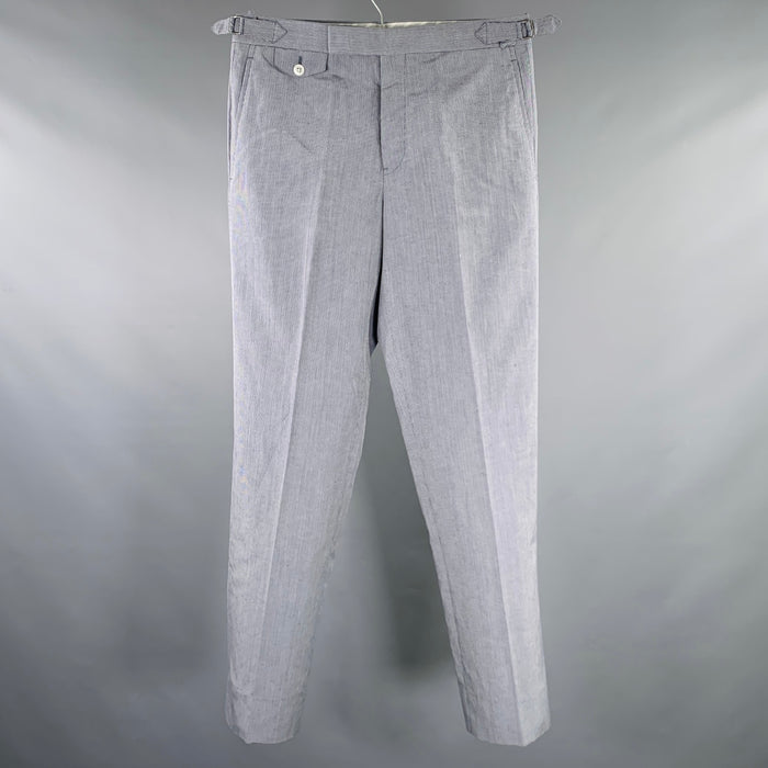 BLACK FLEECE Size 32 Navy White Stripe Linen Silk Side Tabs Casual Pants