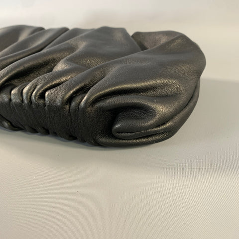 STAUD SS2020 Black Wrinkled Leather Pouch Bag