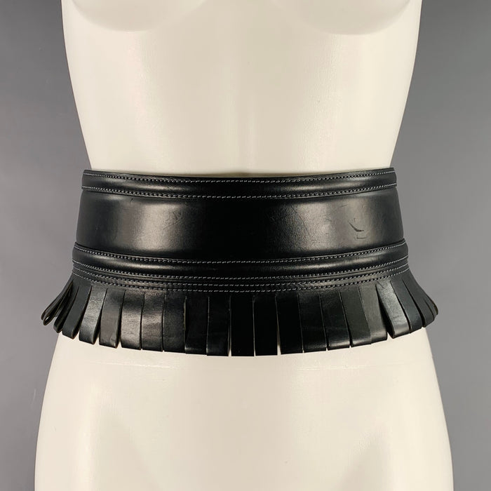 ALAIA Size 27 Black Fringe Leather Belt